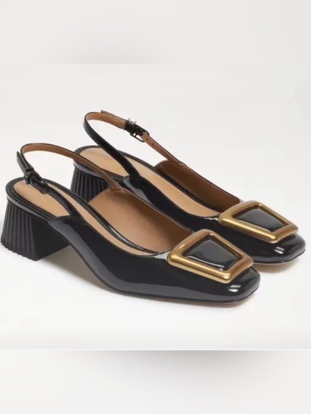 NWOT Sam Edelman Tanessa Patent Slingback Heels with Gold Buckle size 11.
